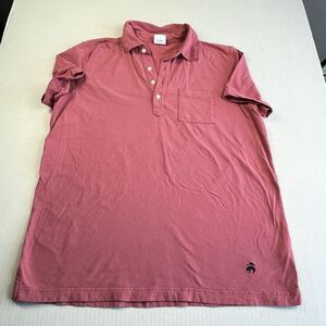 Brooks Brothers Mens Polo Shirt Pink Logo Short Sleeve Cotton Casual Top LARGE